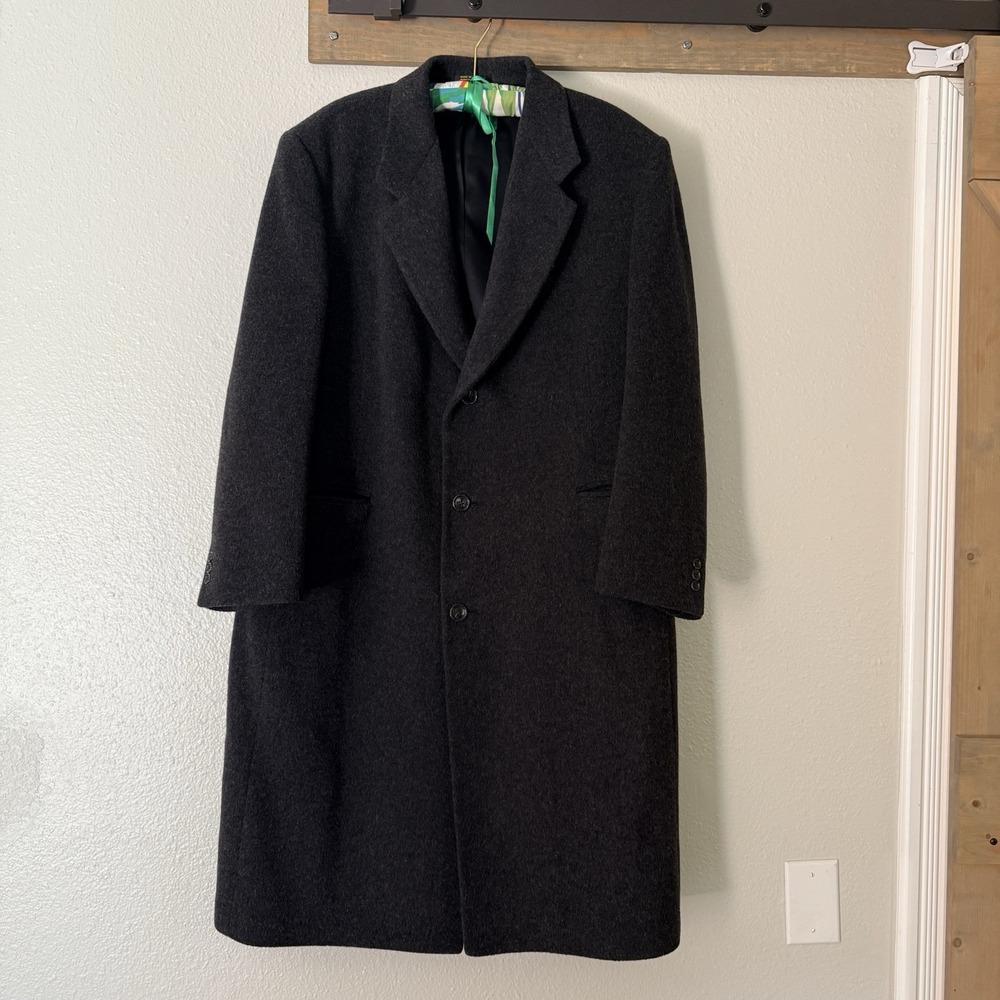 Nino Cerruti Rue Royale Cashmere Blend Coat Overcoat Charcoal Size 46R MINT